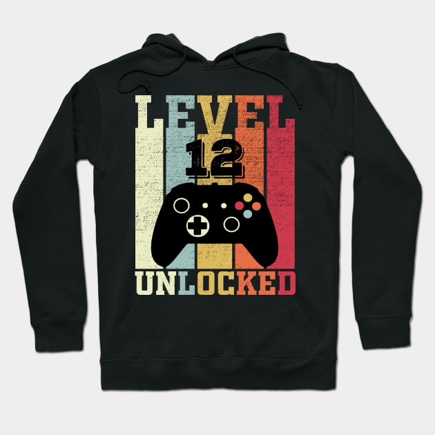 Level 12 Unlocked Funny Video Gamer 12th Birthday Gift Hoodie by DragonTees